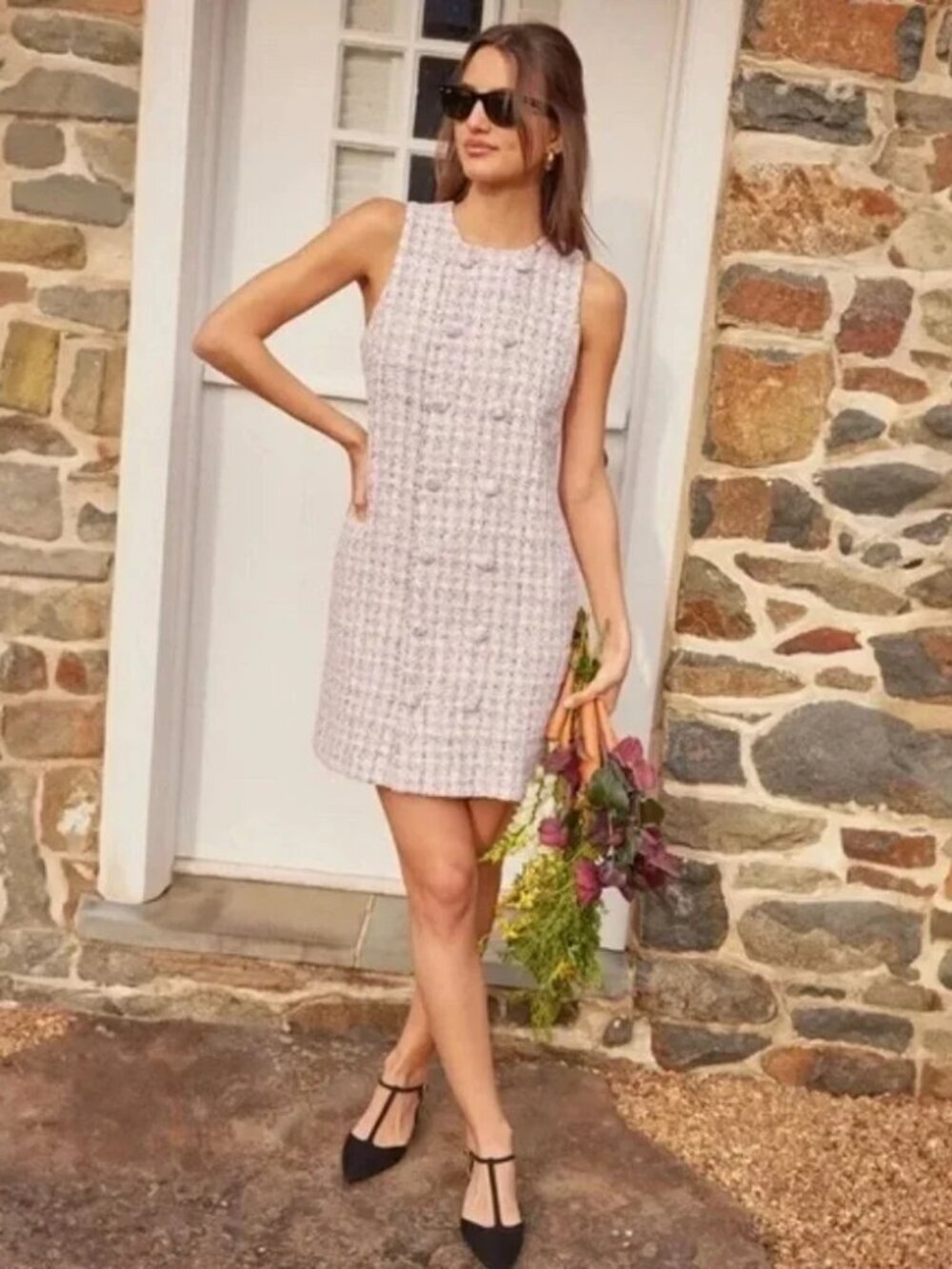 Tuckernuck Pomander Place Bianca Tweed Shift Dress Size Small Pink Preppy Career